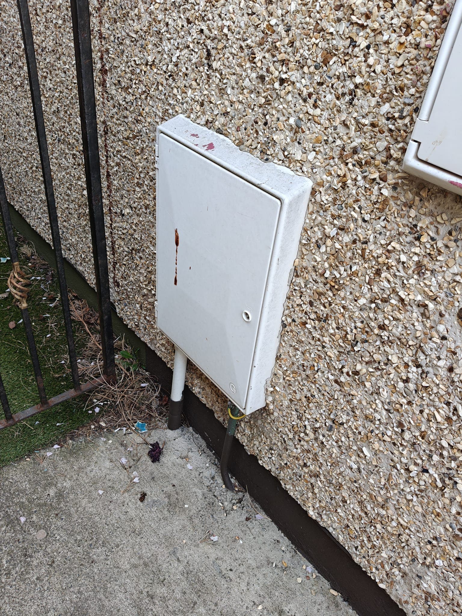 Closed external meter cabinet door